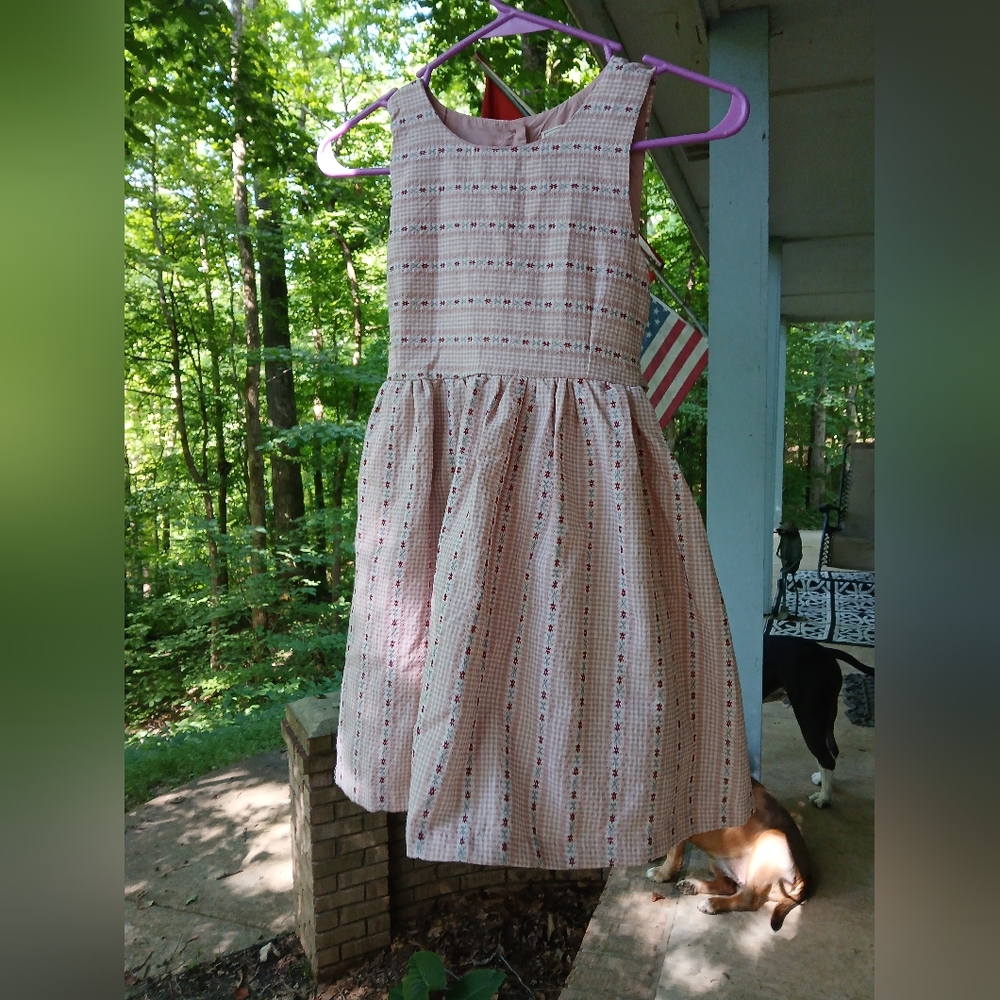 Hayden( Girls )pink And White Pleated Sundress‎ Sleeveless W Slip .9 Girls